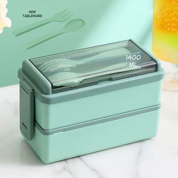 Portable Double-Layer Compartment Bento Box